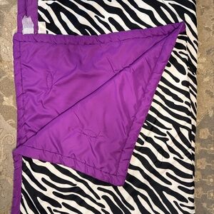 Y2K Zebra Bed Comforter Twin Black White Purple Animal Print Reversible VTG USA